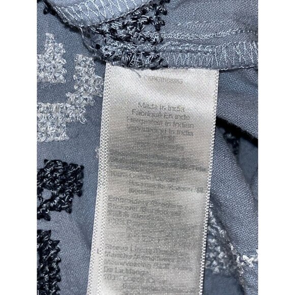 Madewell Blue Embroidered  Foldover V-Neck Puff Sleeve Mini Dress  Women's Size - Picture 9 of 10